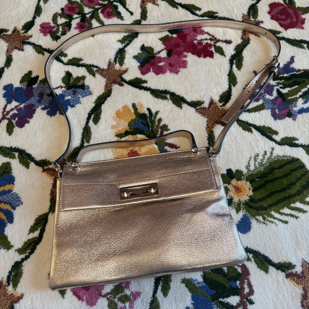 NWOT Henri Bendel Leathe Gold Metallic Crossbody Bag Handbag Purse
